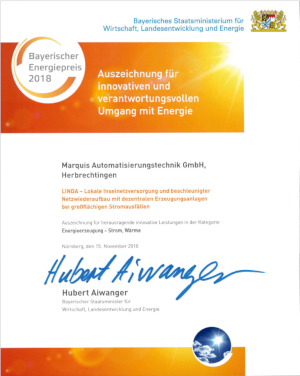 Maquis Automatisierungstechnik GmbH – Urkunde Energiepreis 2018